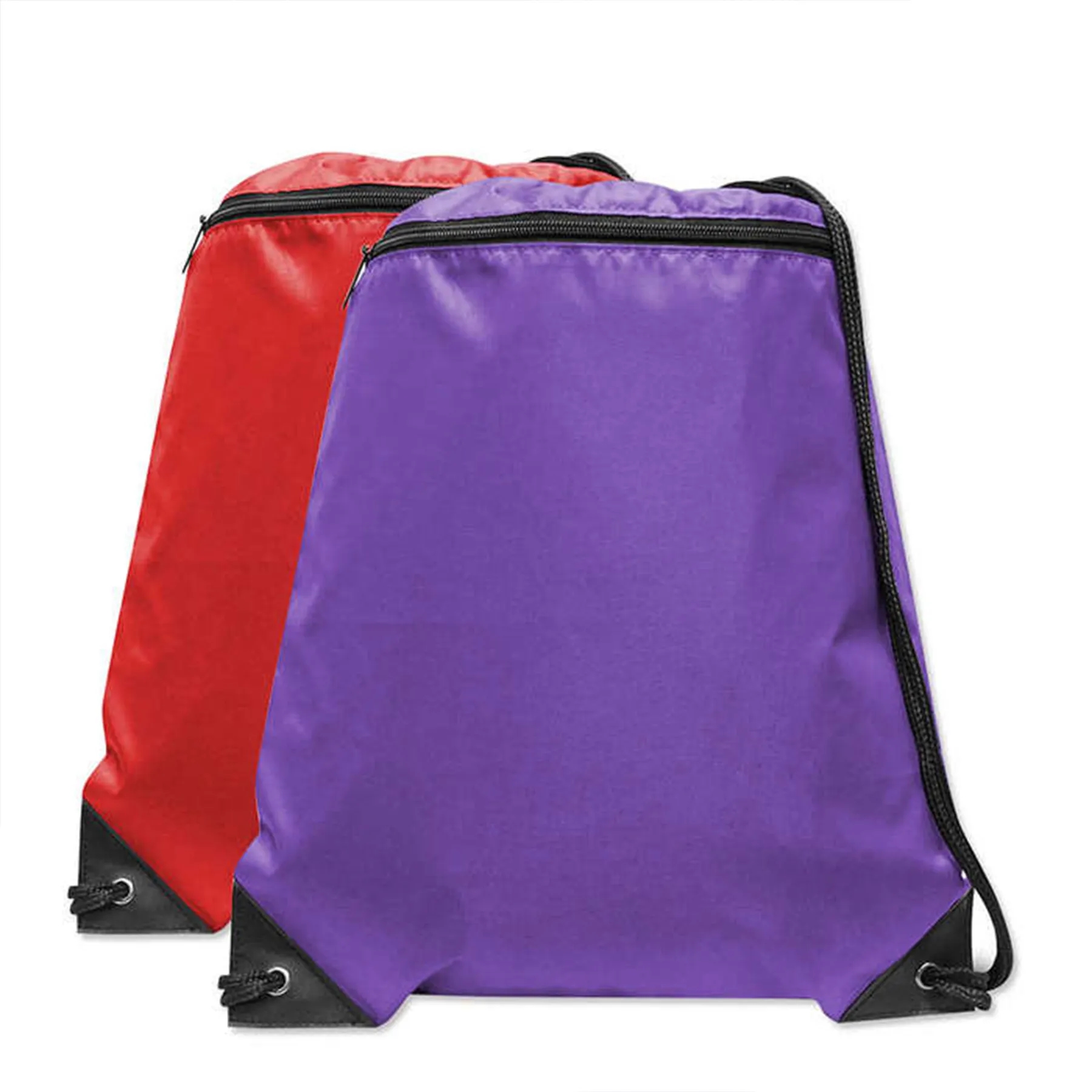 Polyester Black Zipper Pocket 14"X17" Drawstring Bag 5
