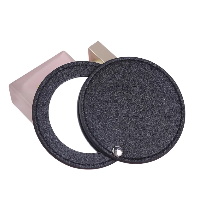 Round Portable Makeup Mirror with PU Leather Cover 7