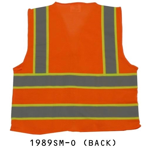 Ansi Class 2 Safety Vest, 2 Tone, Solid/Mesh, Orange 3