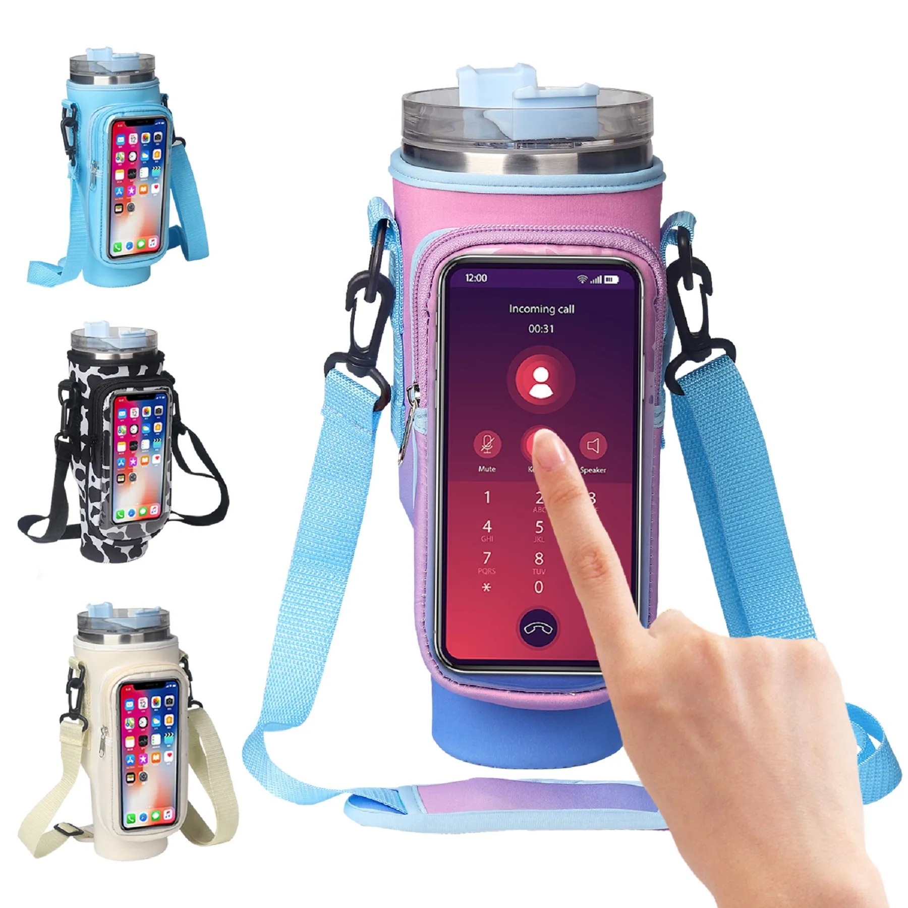 40 Oz. Neoprene Tumbler Sleeve with Touchscreen Phone Bag 6
