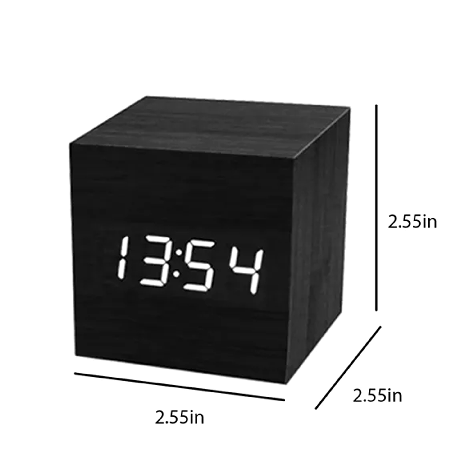 Minimalist Bamboo LED Cube Alarm Clock 2