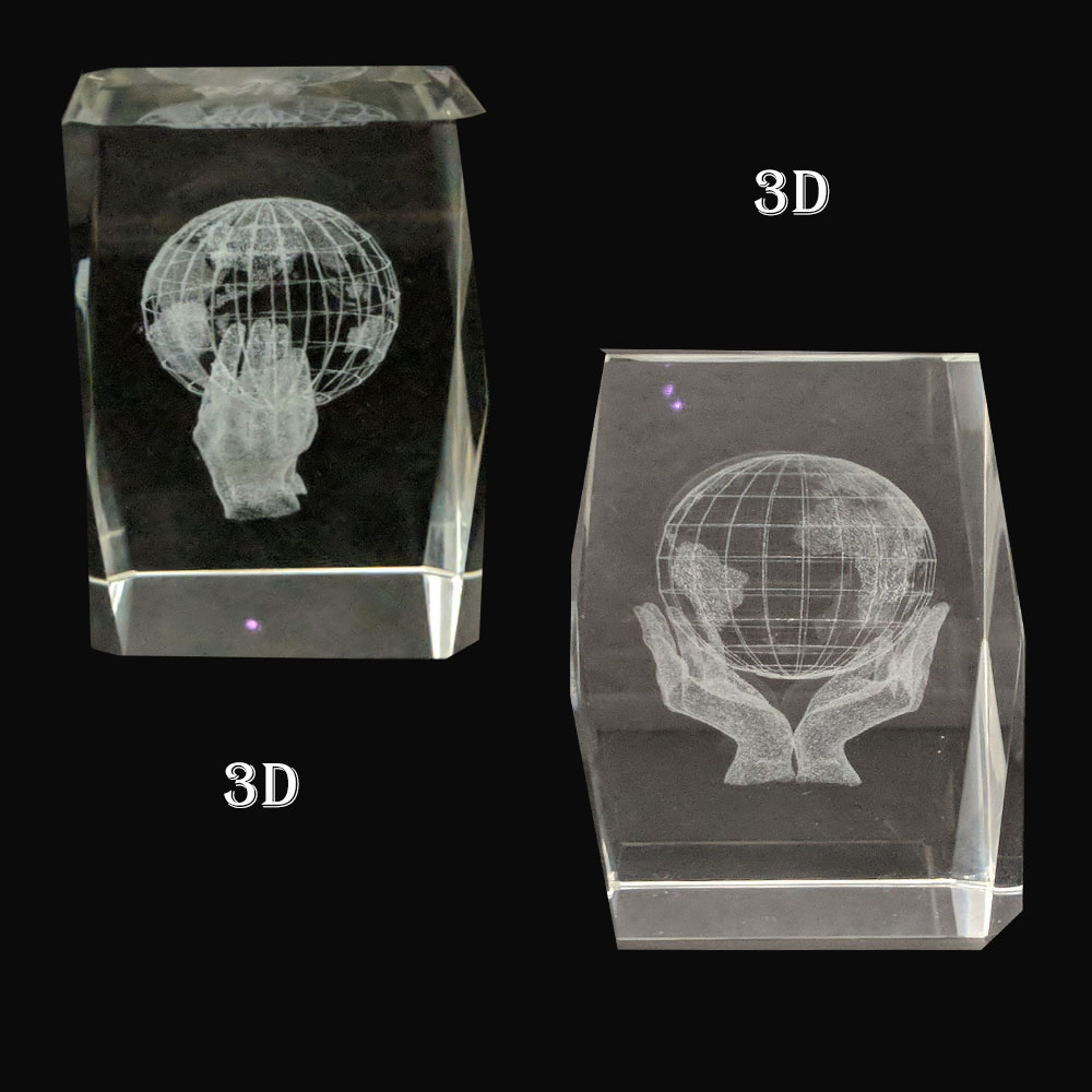 CRYSTAL BLOCK INTERNAL 3D LOGO ENGRAVED. 2