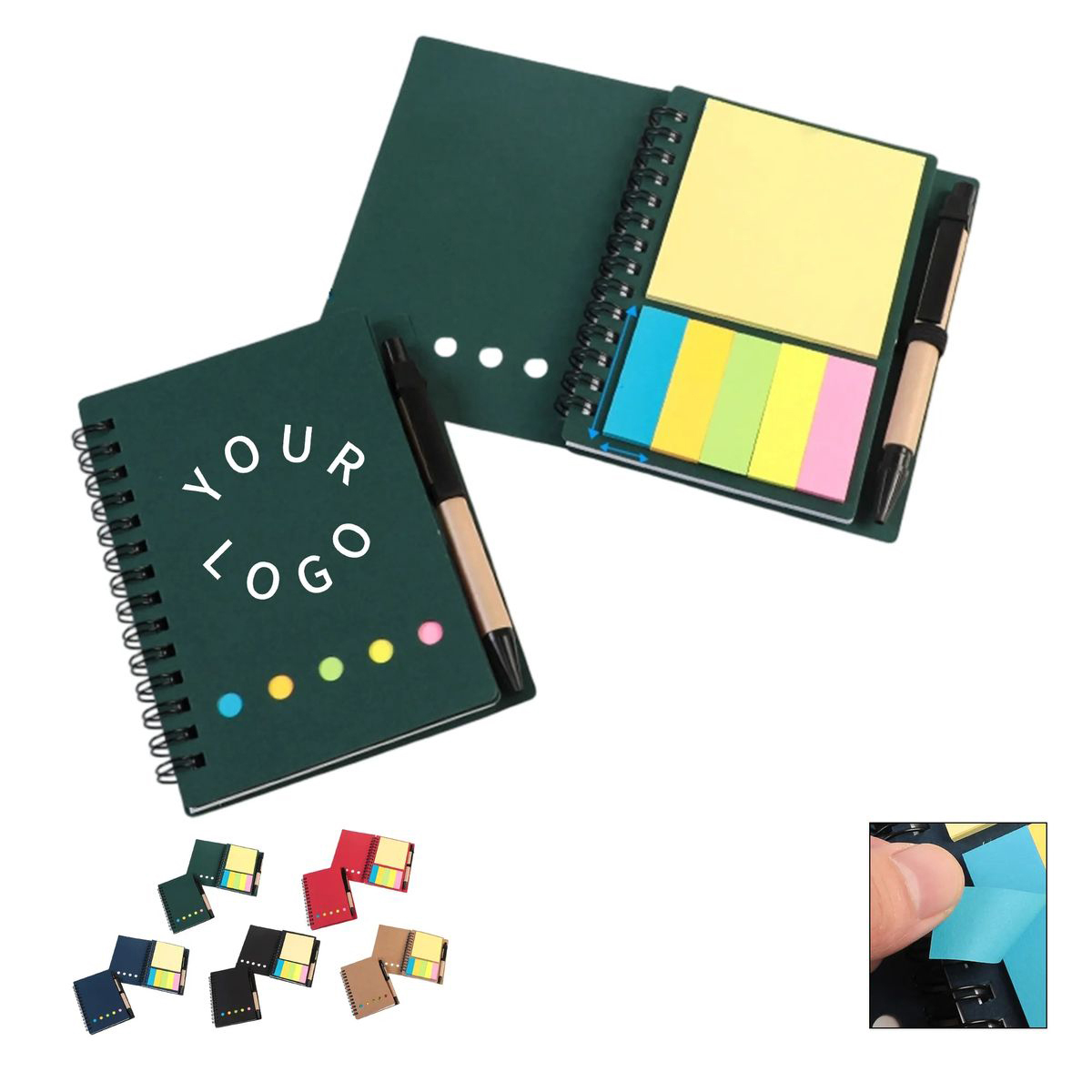 Recycled Cover Notebook with Sticky Notes Set 2