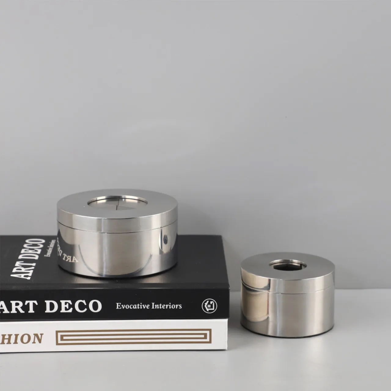 Stainless Steel Rotary Ashtray With Cover 6
