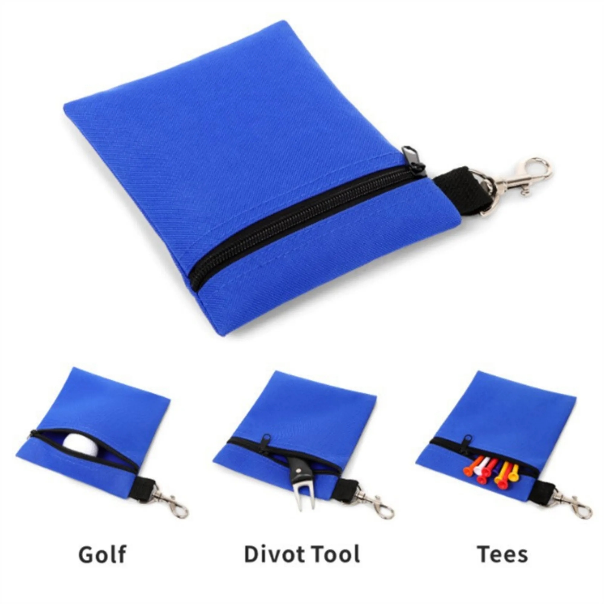 Golf Tee Bag Holder With Metal Lobster Claw Clip 1