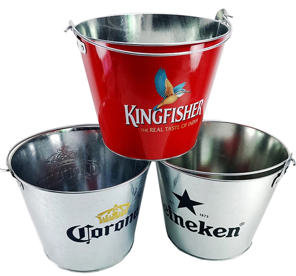 5QT Wood Handle Ice Bucket With One Opener 2