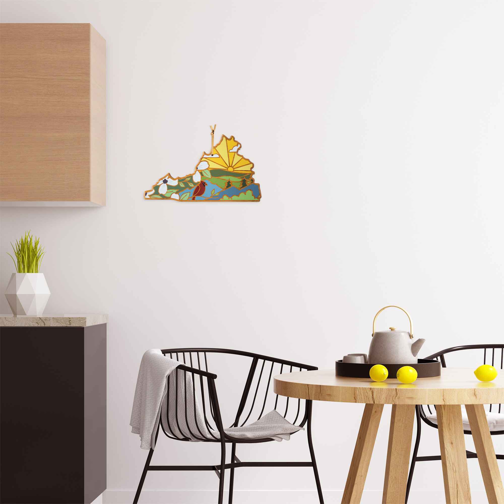 Virginia State Shaped Serving and Cutting Board with Artwork by Summer Stokes 5