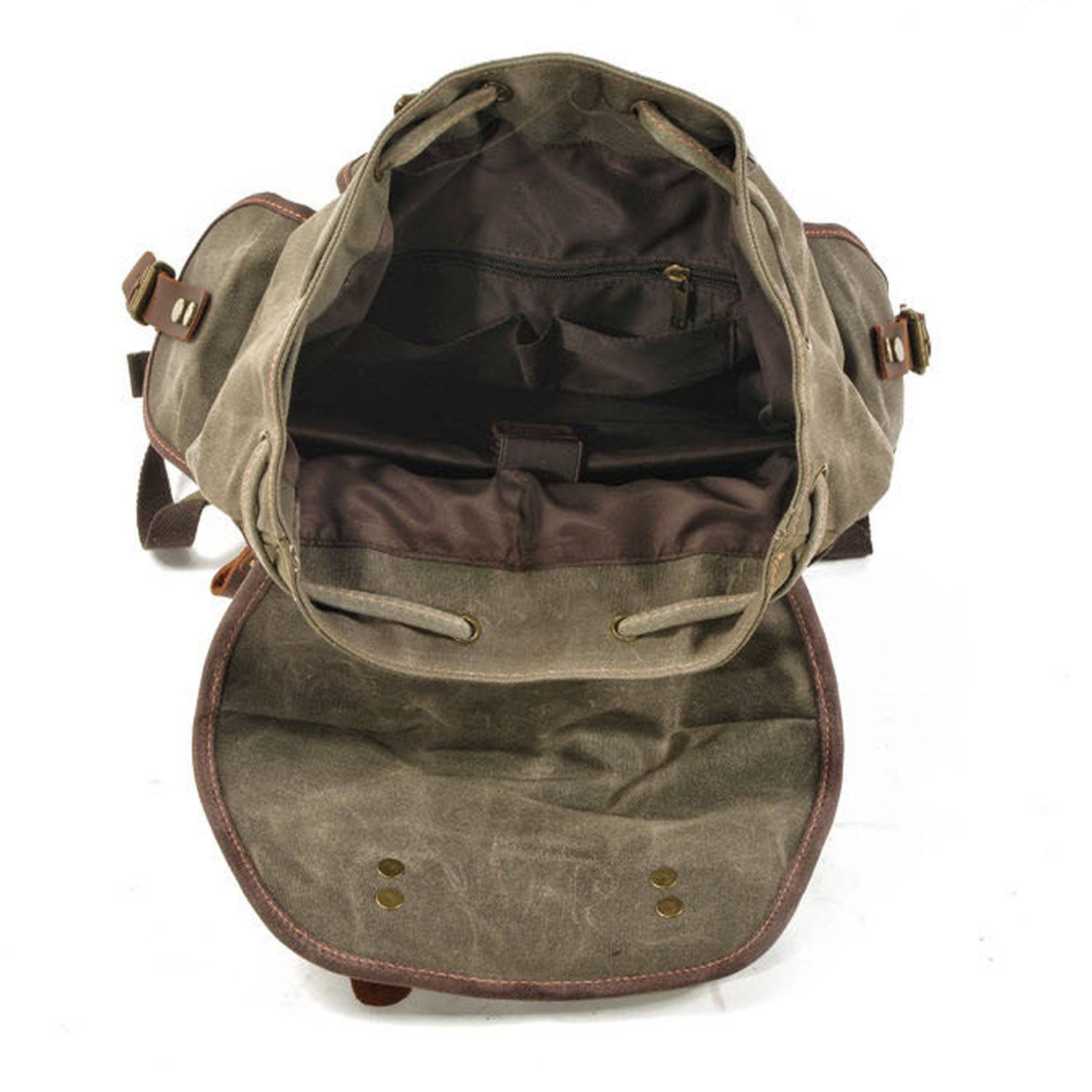 Leather Waxed Canvas Waterproof Backpack 6