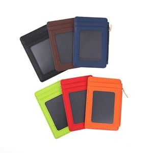 PU Leather Card Holder with Zippered Pocket 25