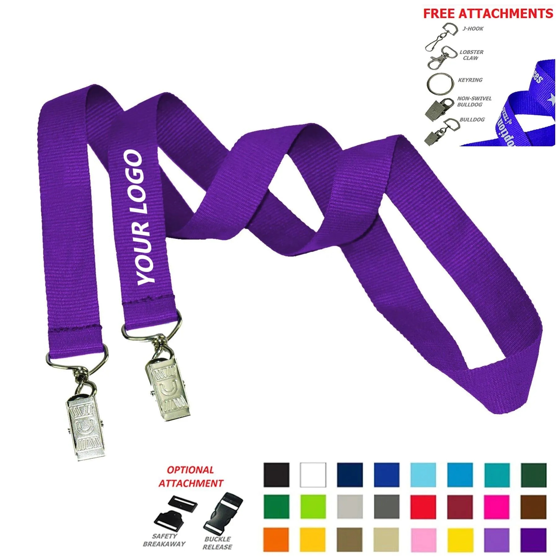 3/4" Custom Open Ended Polyester Lanyard w/ Badge Holder 7