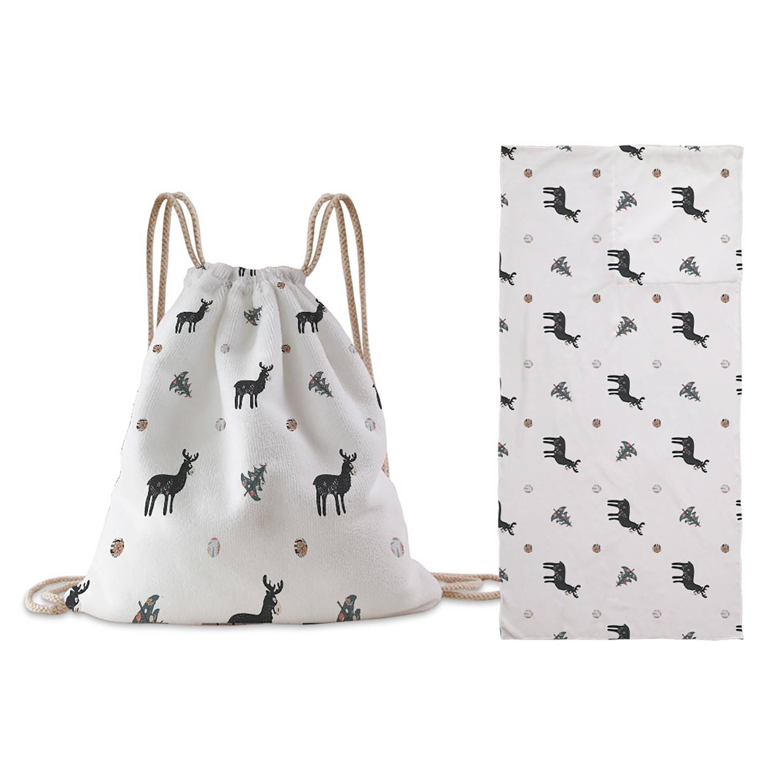 Folding Beach Towel w/ Drawstring Bag 16