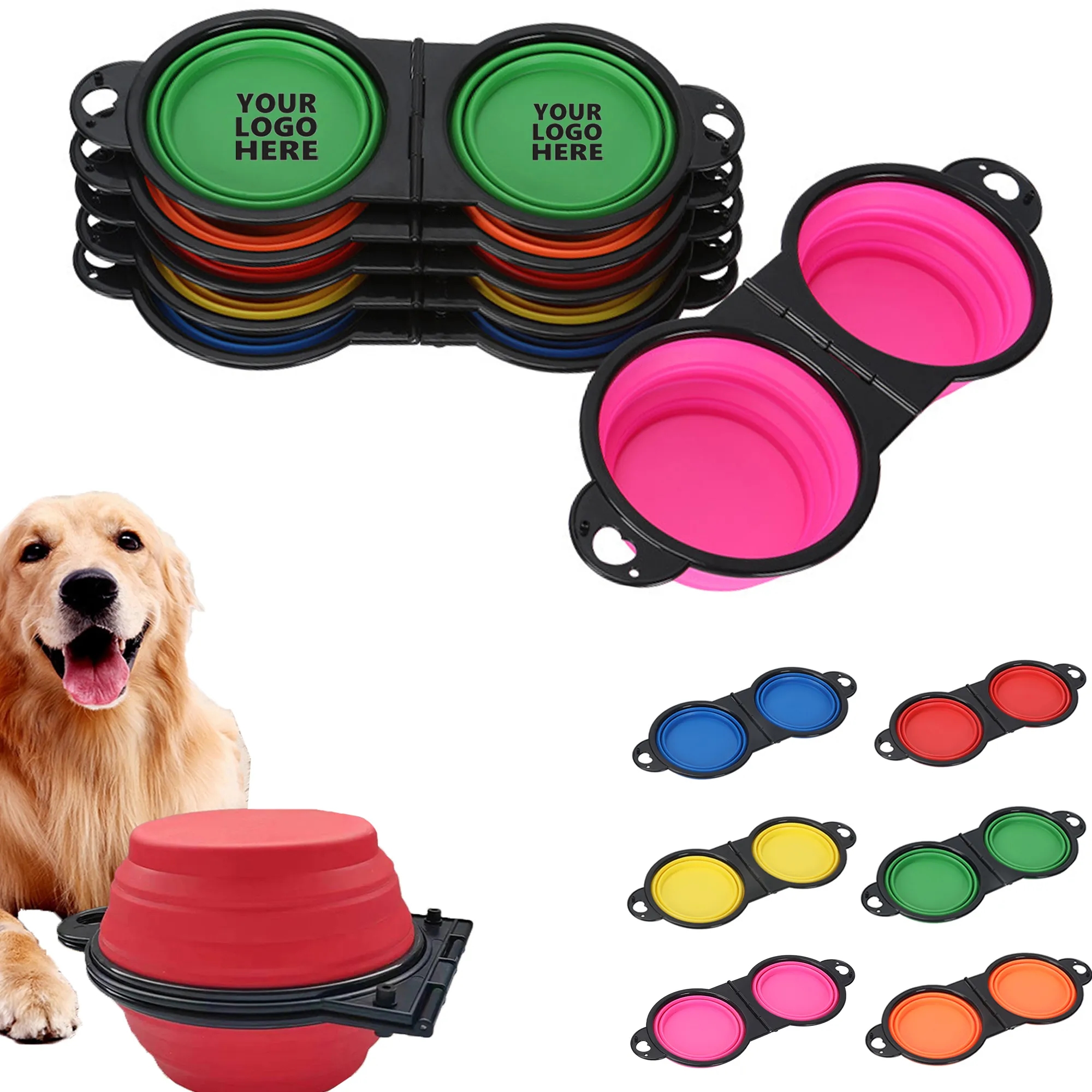 Portable Outdoor Pet Folding Double Bowl 1