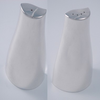 Salt and Pepper Set with Brushed Metal Finish. 1