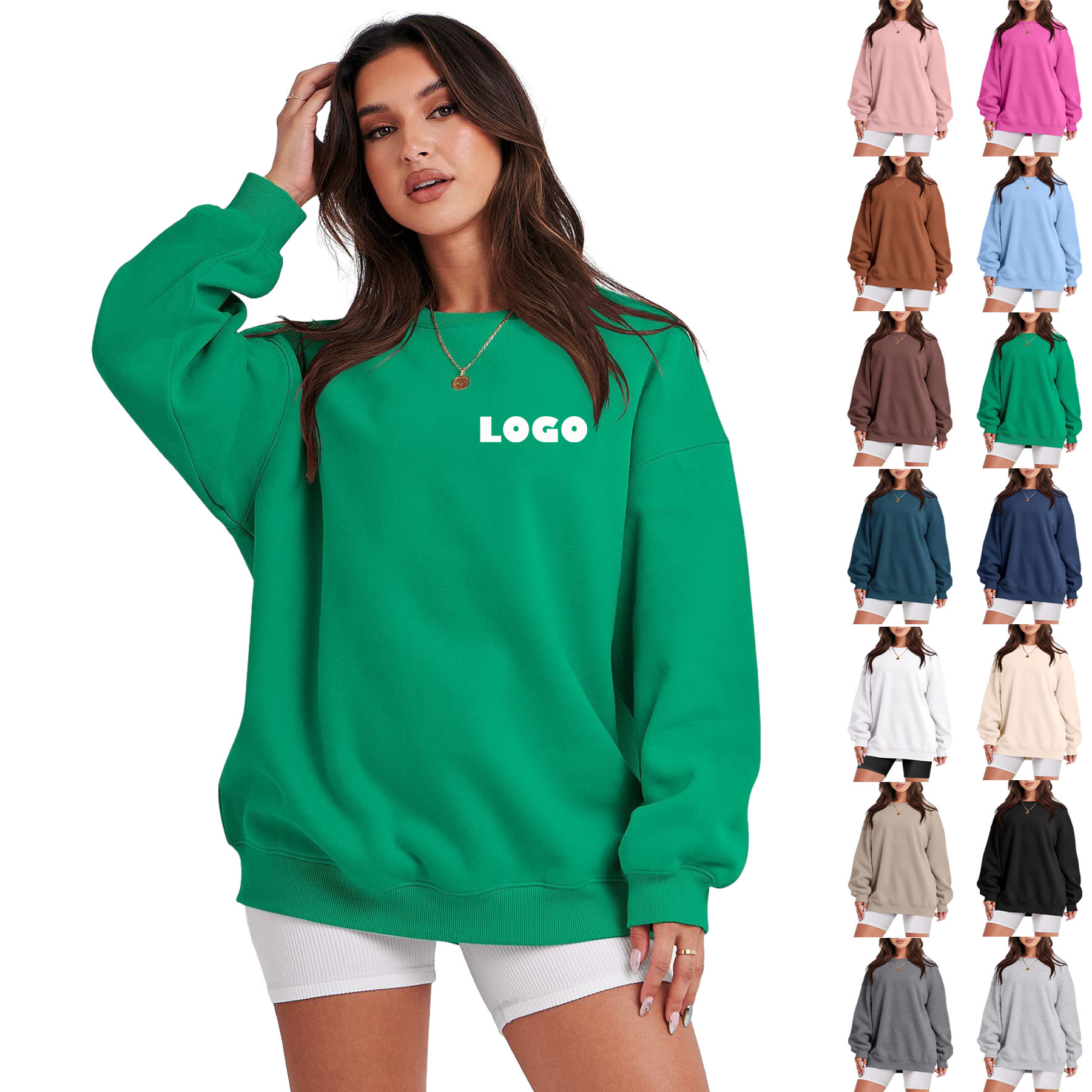 Women Fall Long Sleeve Crewneck Fashion Oversized Sweatshirt 1