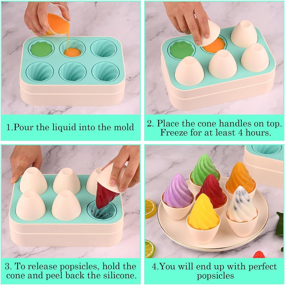 6 Pcs Cone Shape Ice Pop Mold 4