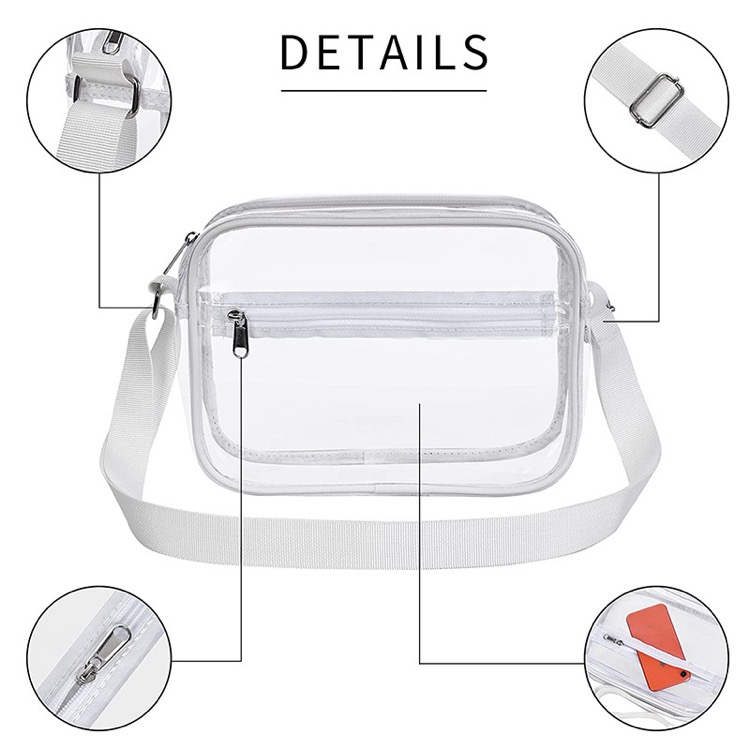 Clear PVC Crossbody Messenger Shoulder Bag w/Adjustable Strap 17