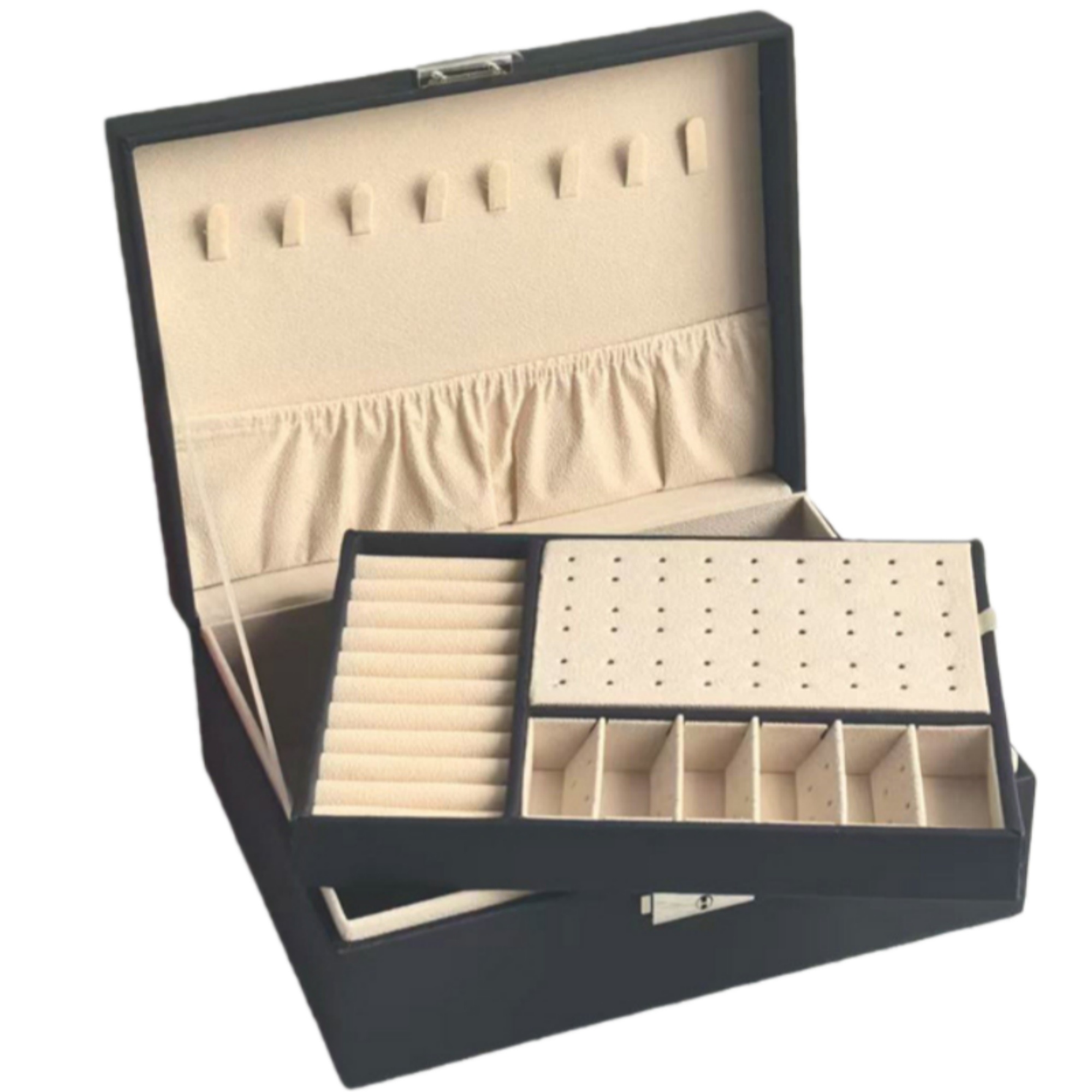 Dual Layer Removable Tray Jewelry Presentation Storage Case 3