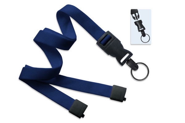 5/8" Blank Detachable Lanyard w/Split Ring (Navy Blue) 1