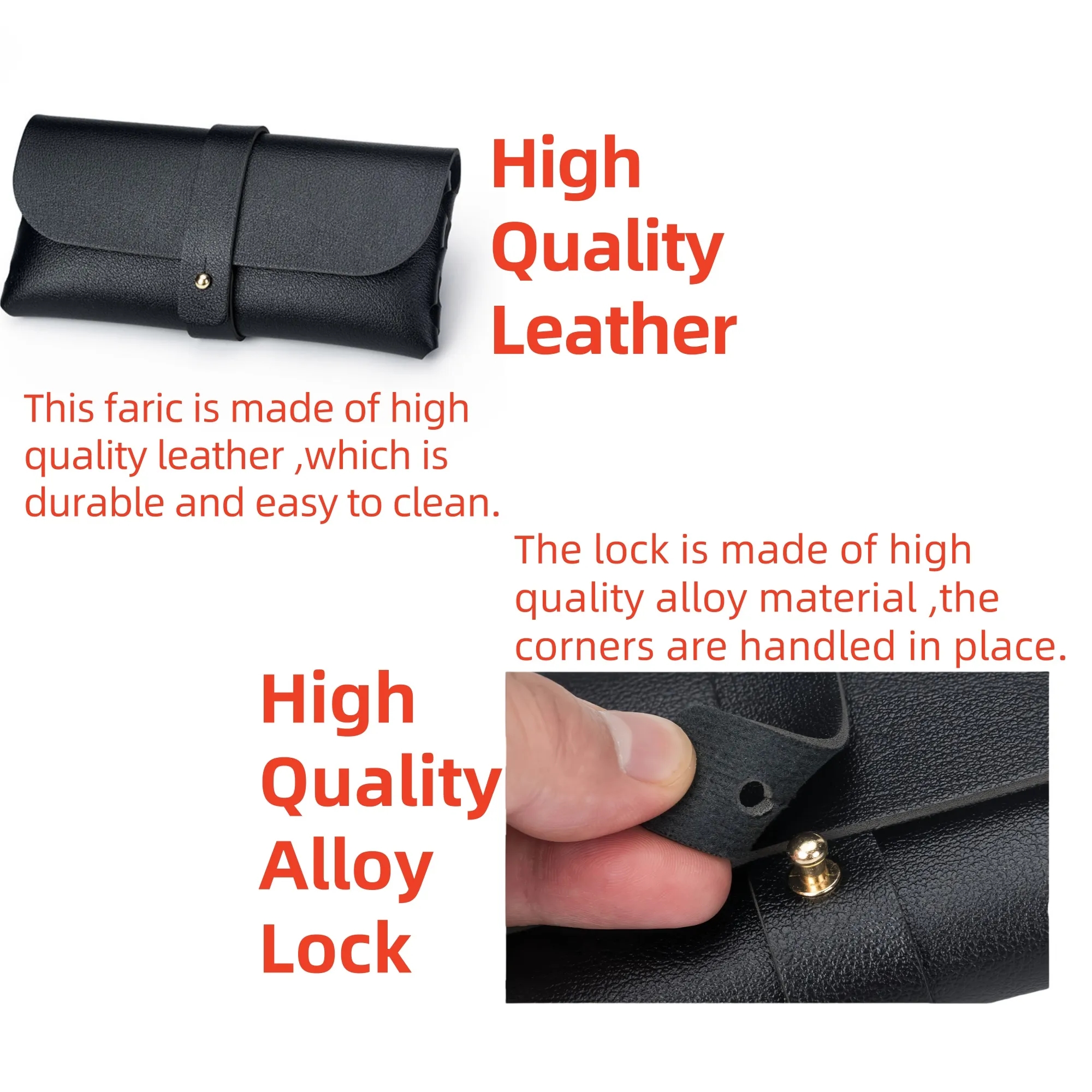 Black Leather Eyeglasses Case with PVC Buckle 9