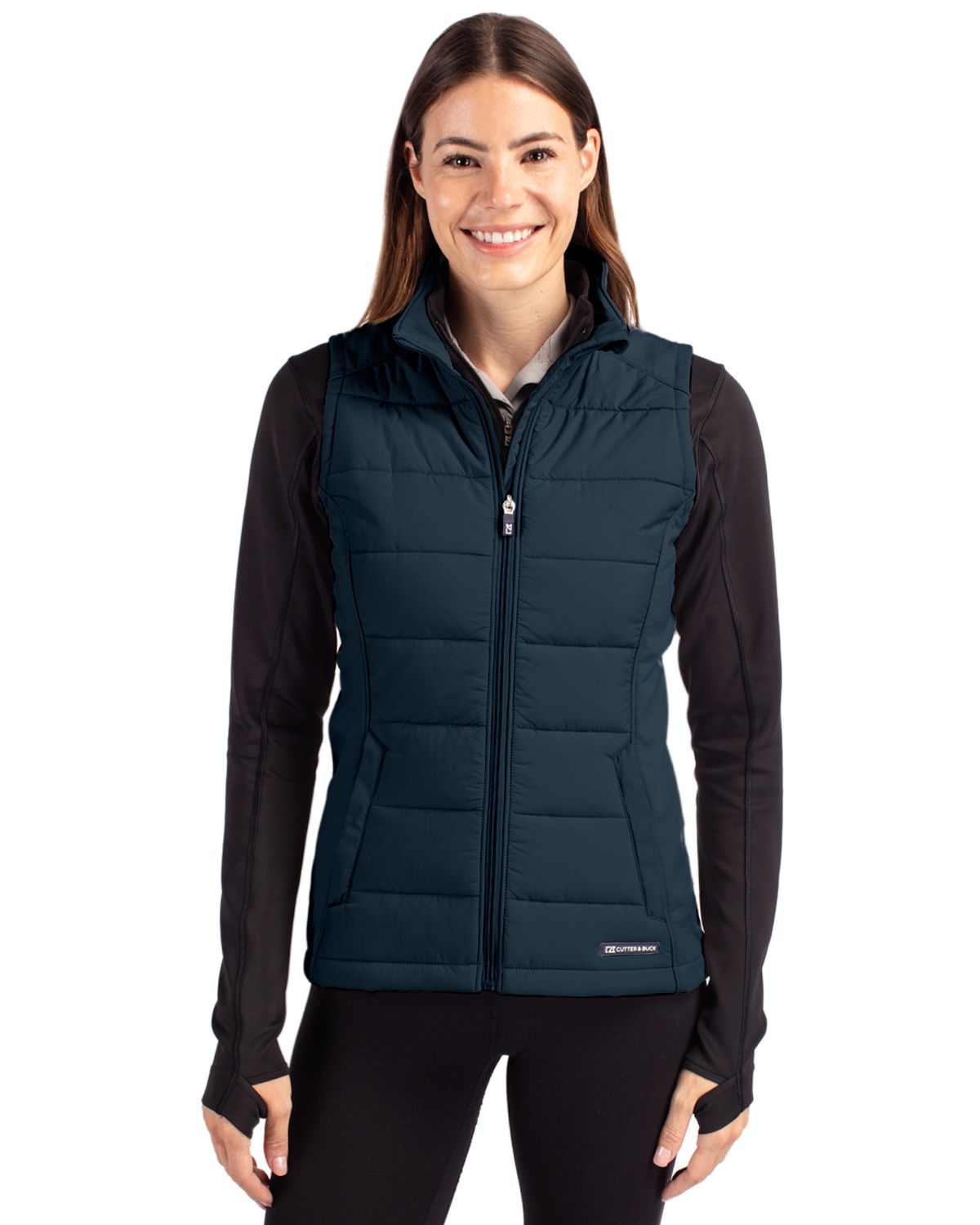 Cutter & Buck Evoke Recycled Honeycomb Fleece Womens Hybrid Full Zip Vest 66