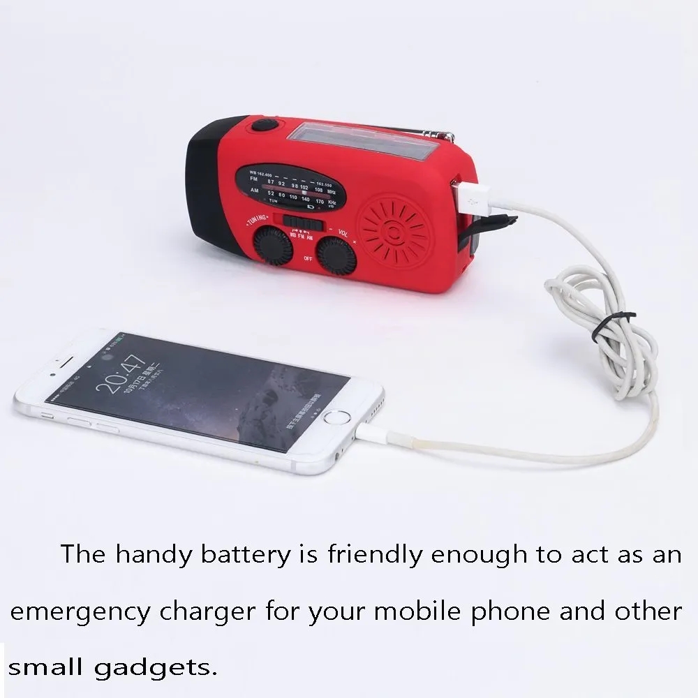 Emergency Solar Hand Crank NOAA AM/FM Radio LED Flashlight 5