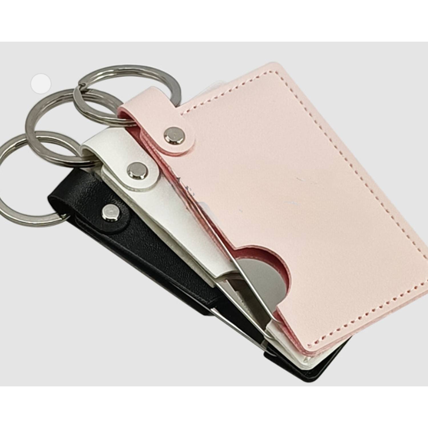 Travel Leather Pocket Mini Mirror with Key Chain 6