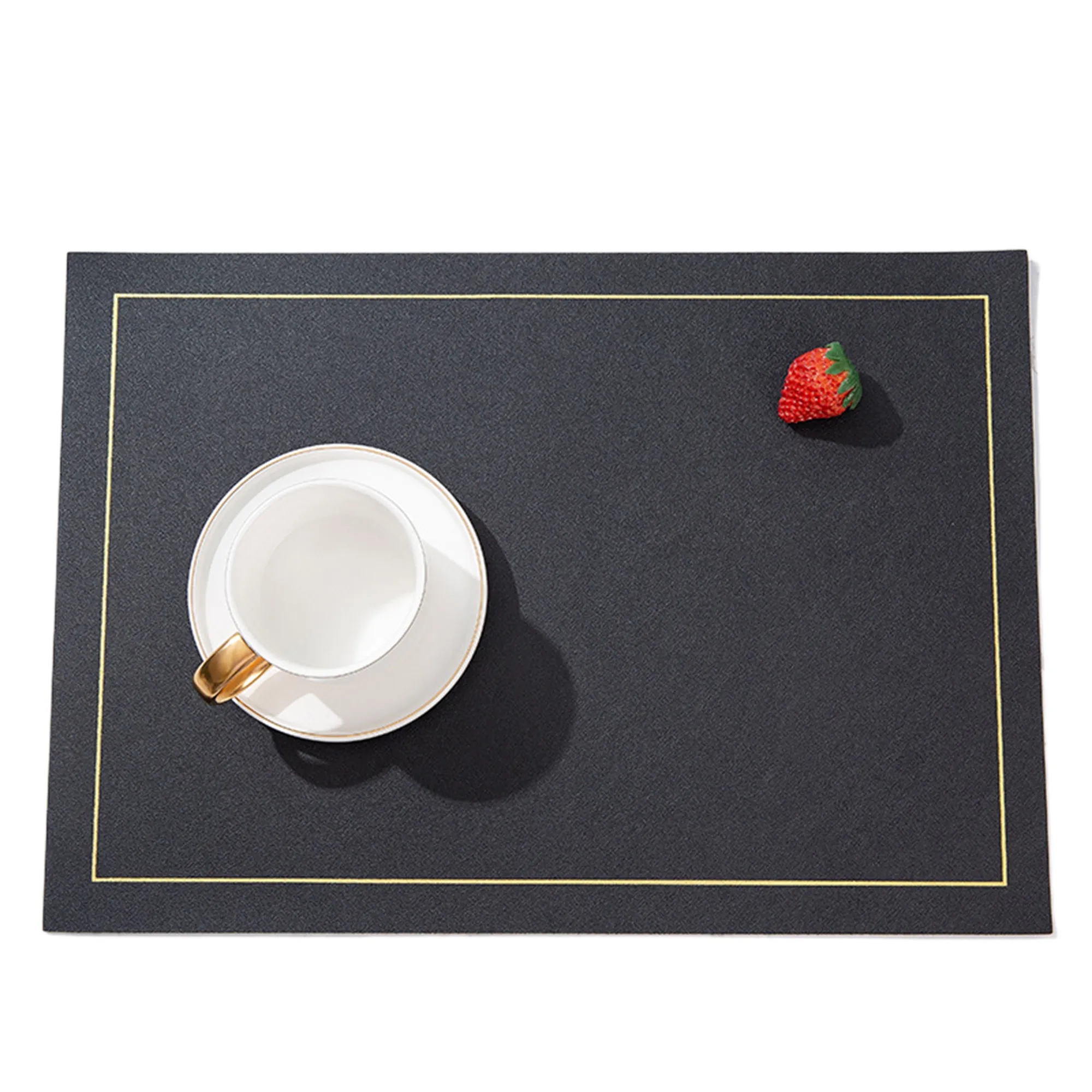 MOQ50 Square Solid PU Leather Dining Mat Waterproof 7