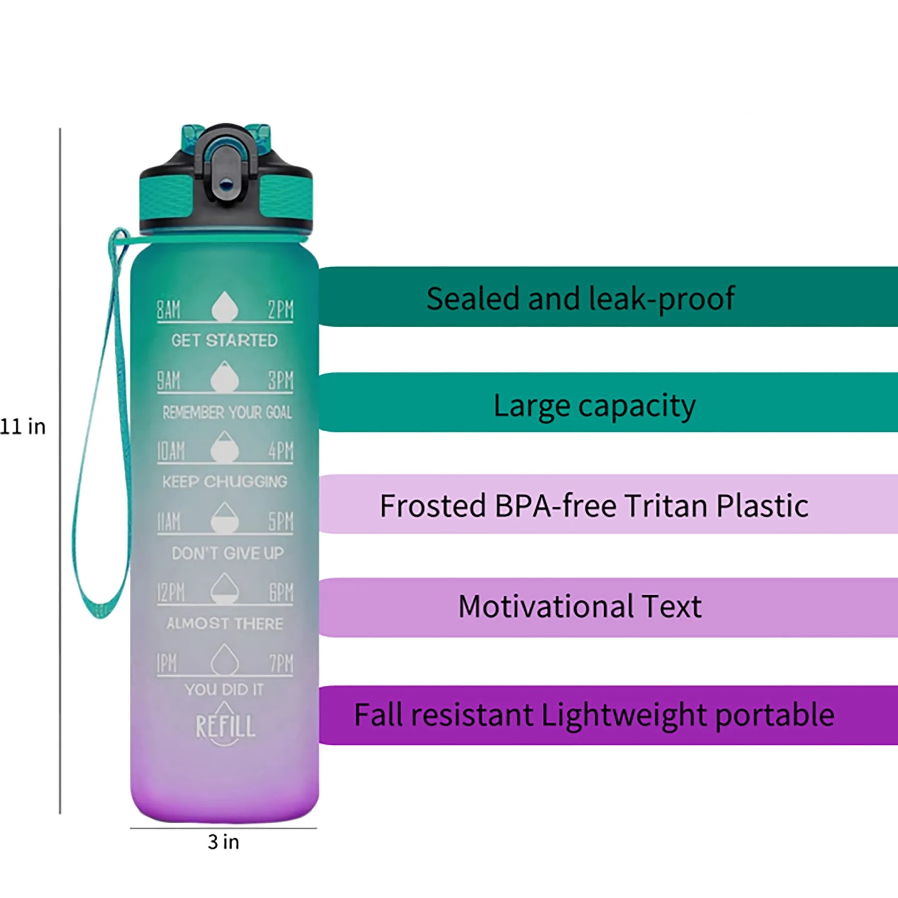 Sports Water Bottle with Time Marker 12