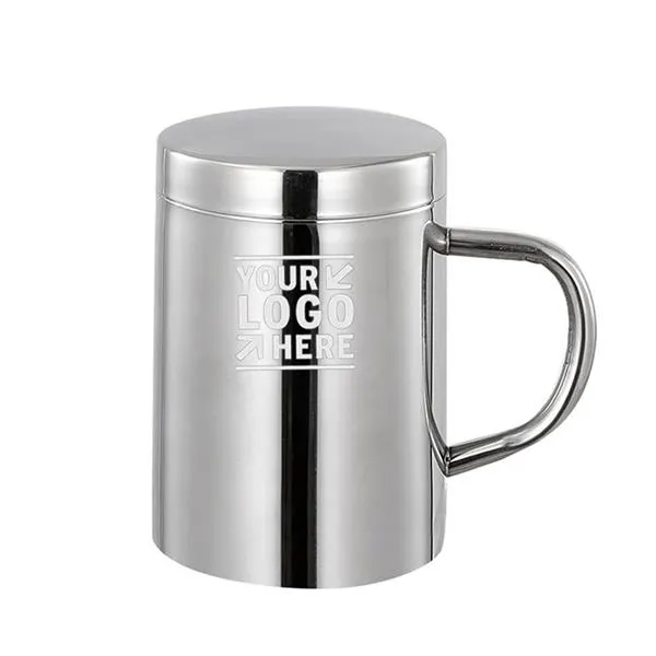 Stainless Steel Coffee Mug With Lid And Handle 1