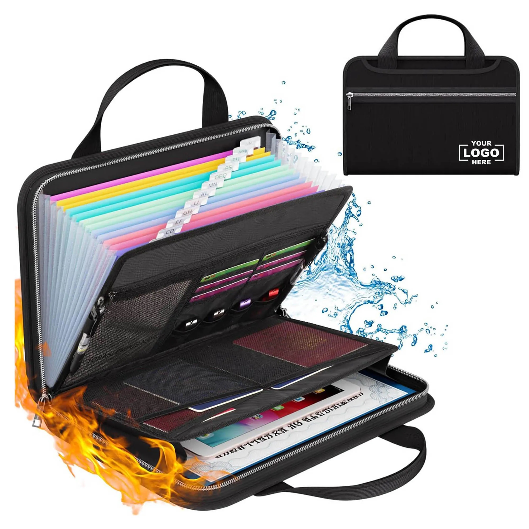 Fireproof Waterproof Accordion File Organizer With Handle