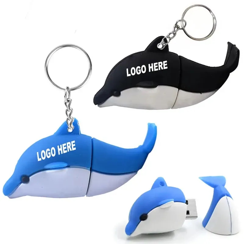 PVC Dolphin USB Flash Drive Keychain 1