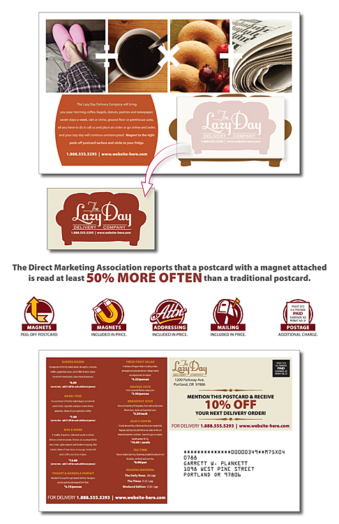 Delivery Magna-Peel Postcard (8.5x5.25) with Business Card Magnet (3.5x2) 1