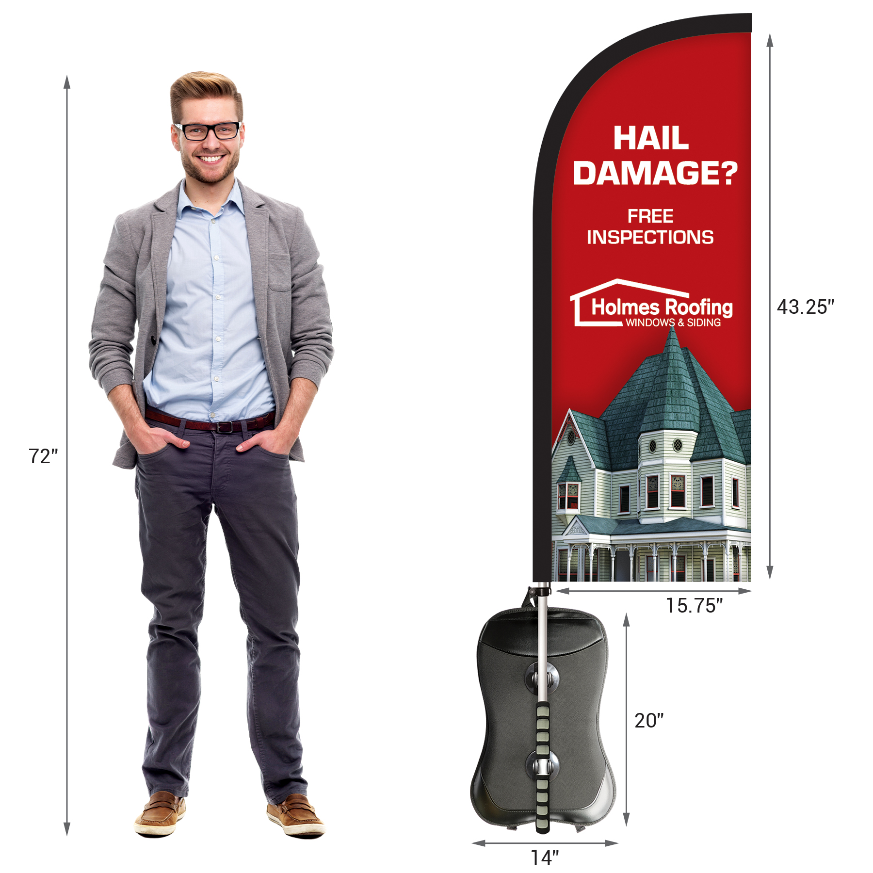 Basic Single Reverse Half Drop Style Backpack Flag Kit 11