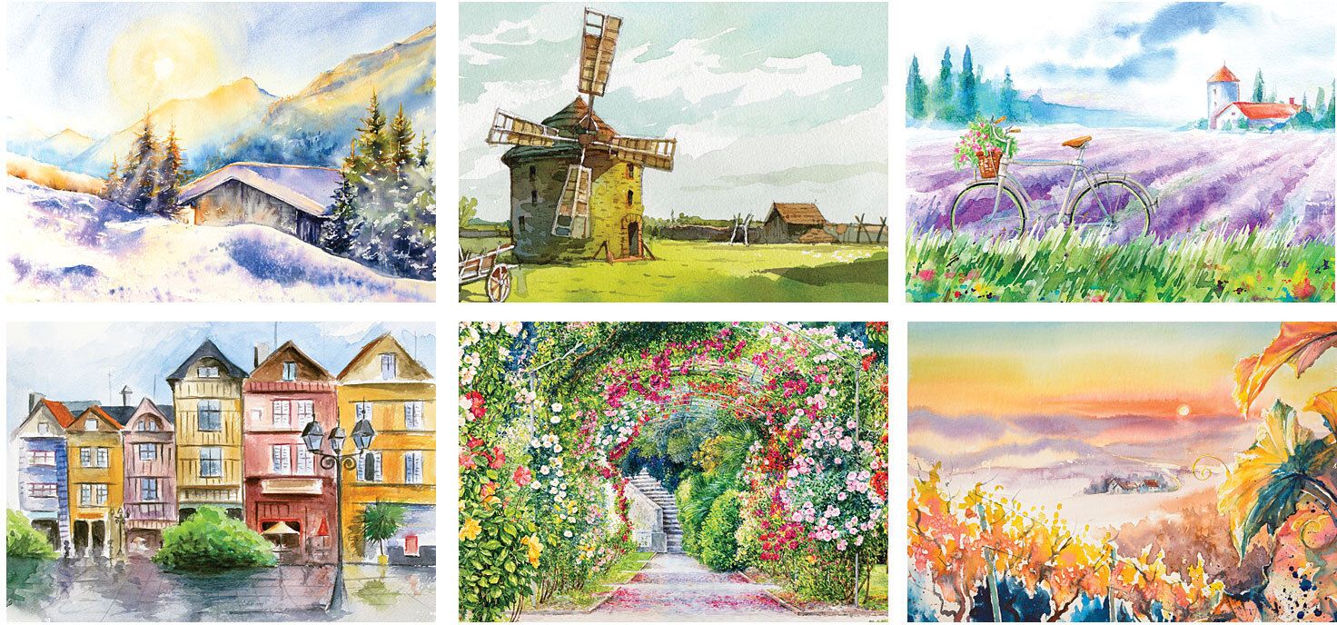 WATER COLOR SPIRAL WALL CALENDAR 21