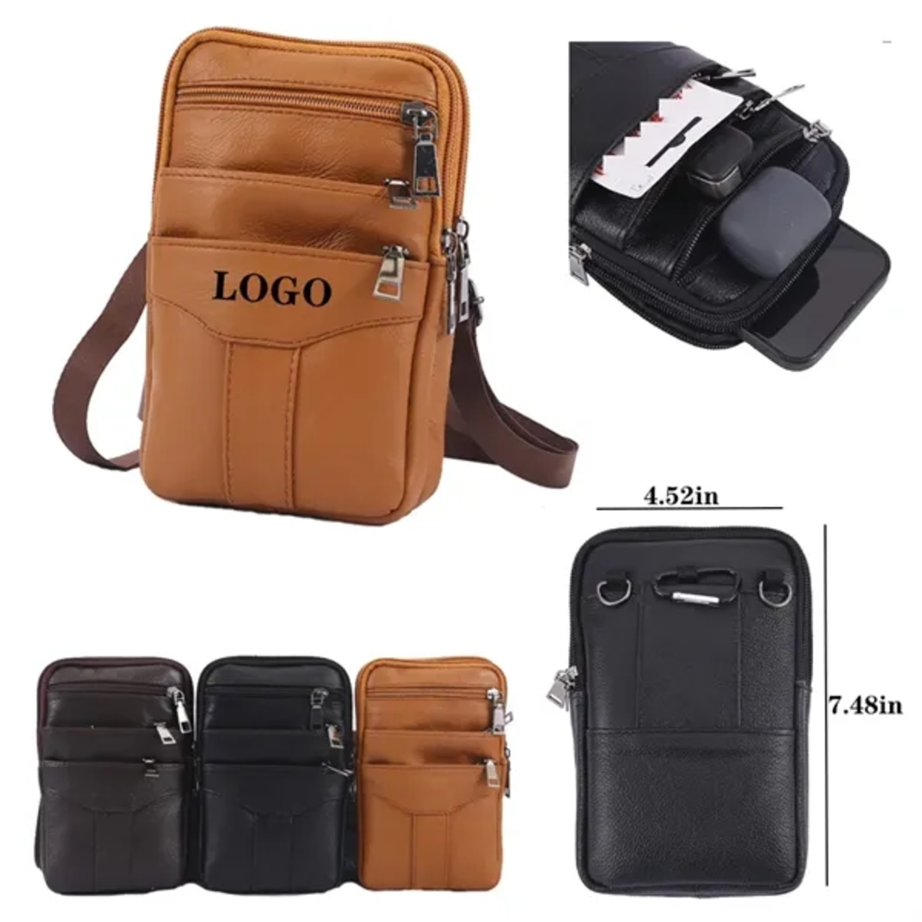 Men's leather shoulder bag 2