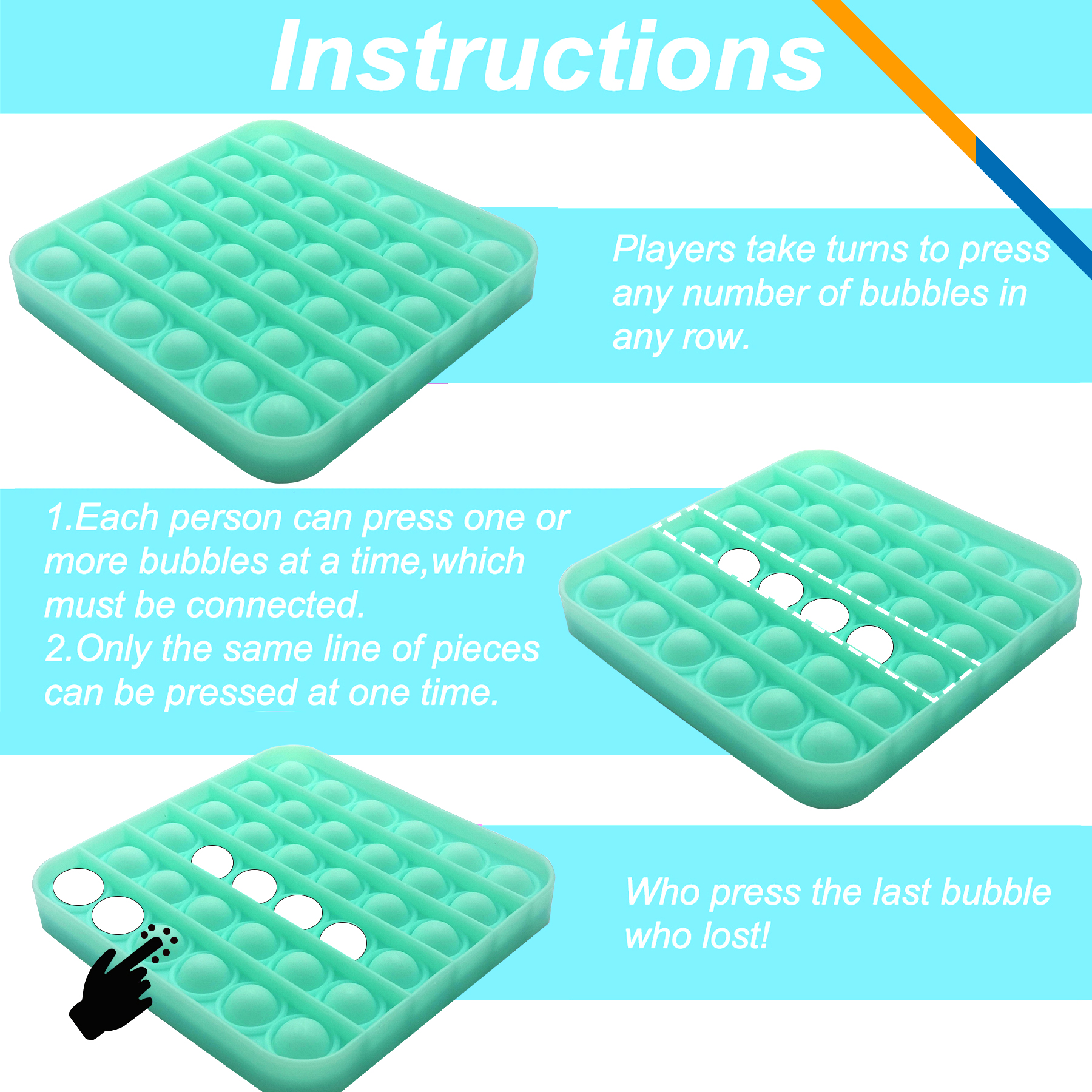 Luminous Square Push Pop Bubble 3