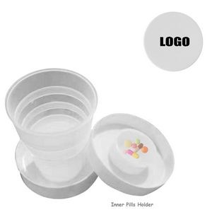 White Plastic Cup With Built In Pill Box 10