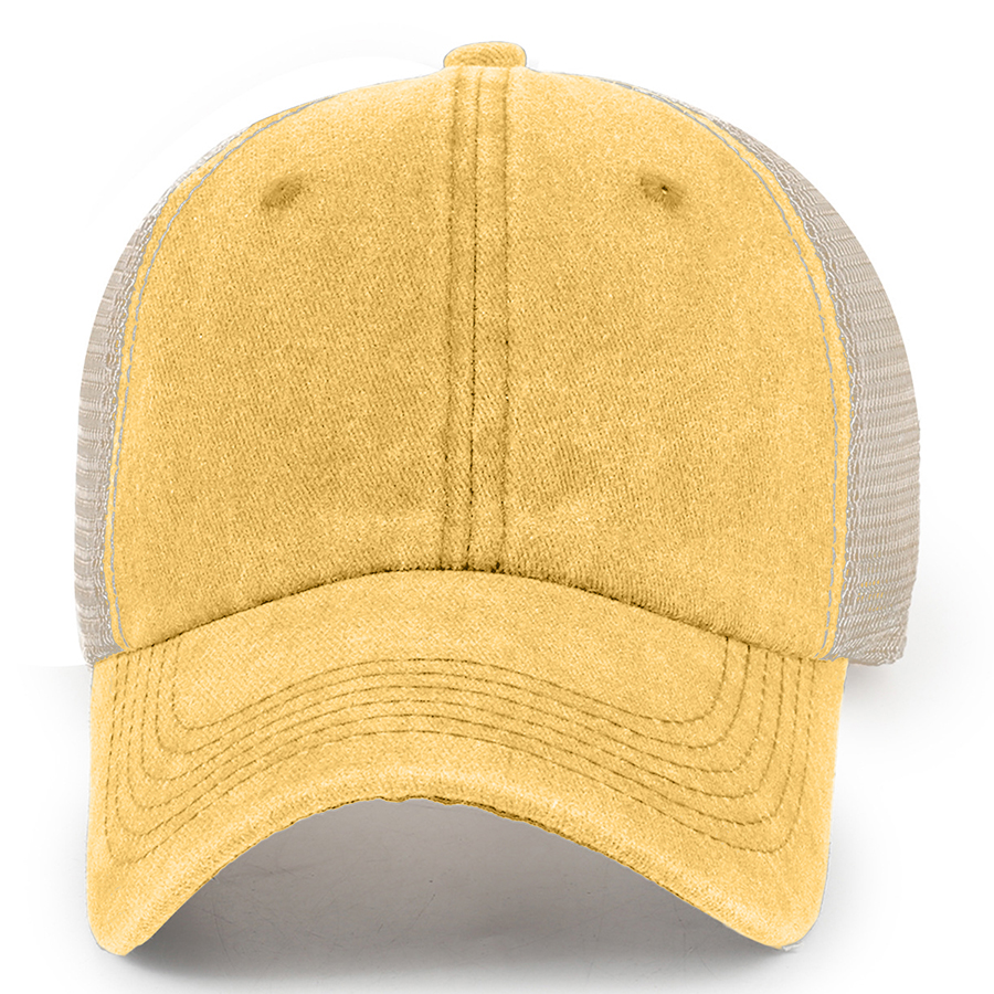 Stock 2-Tone Washed Cotton 6-Panel Trucker Cap 30