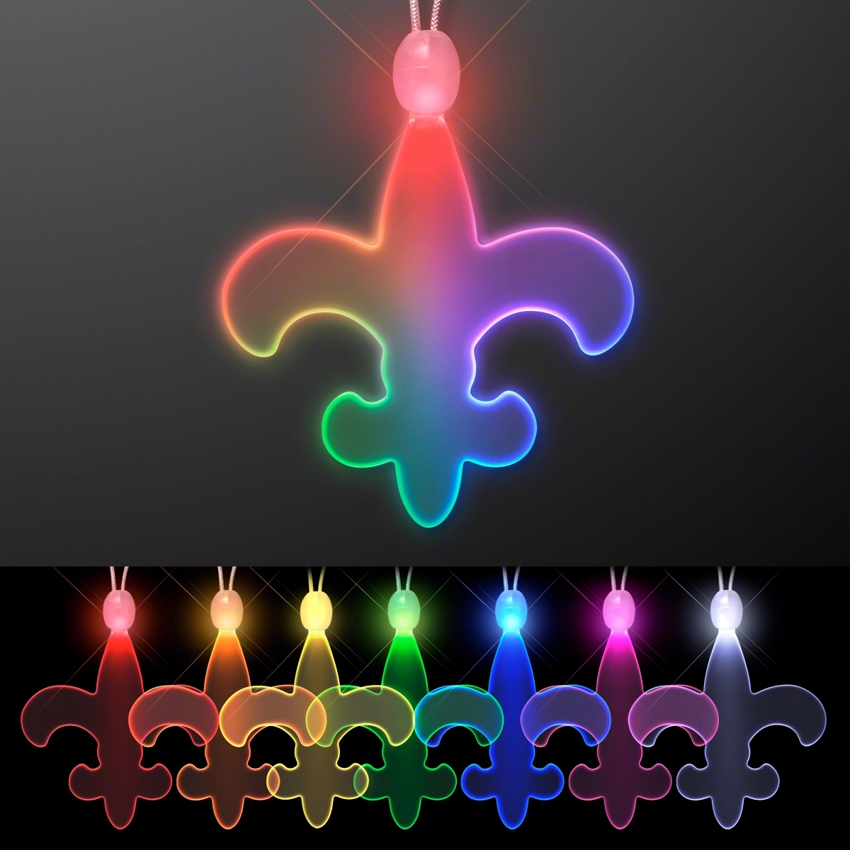 Light Up Fleur de Lis Acrylic Necklace with LEDs 3