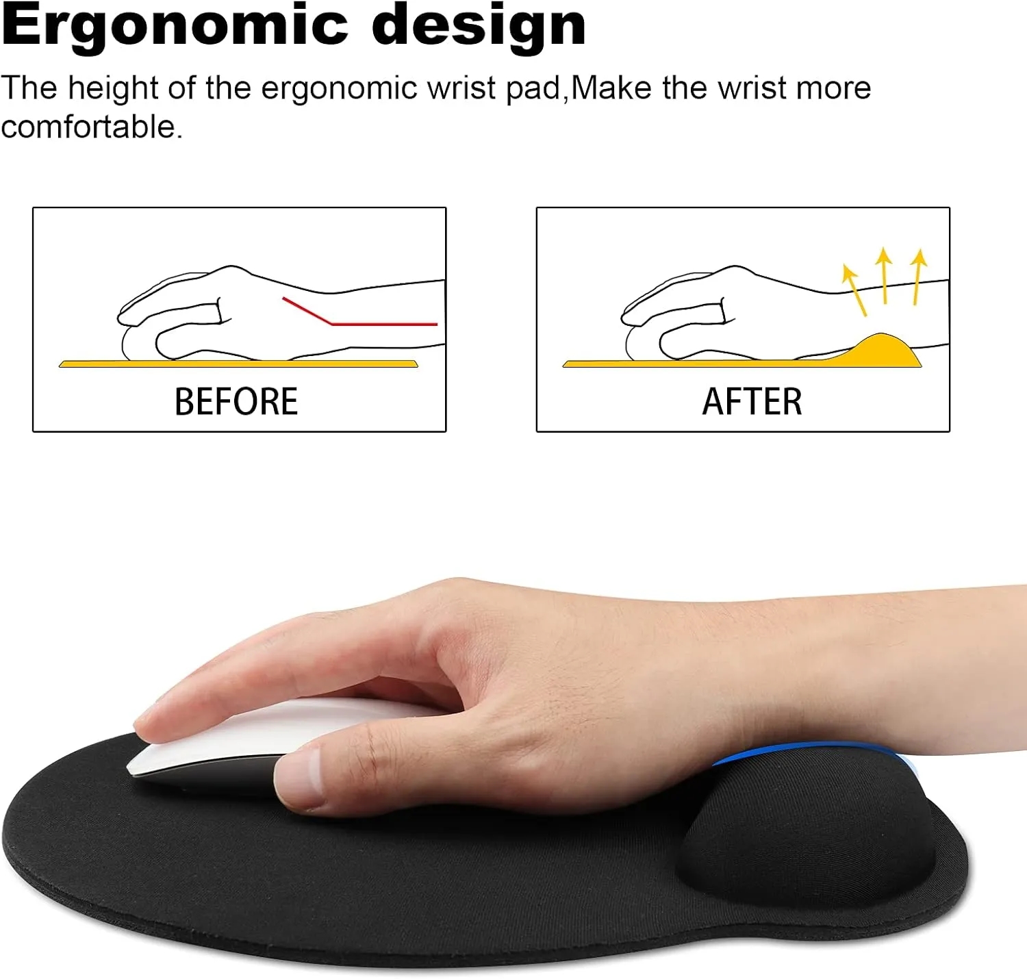 Mouse Pad with Memory Foam Wrist Support 6