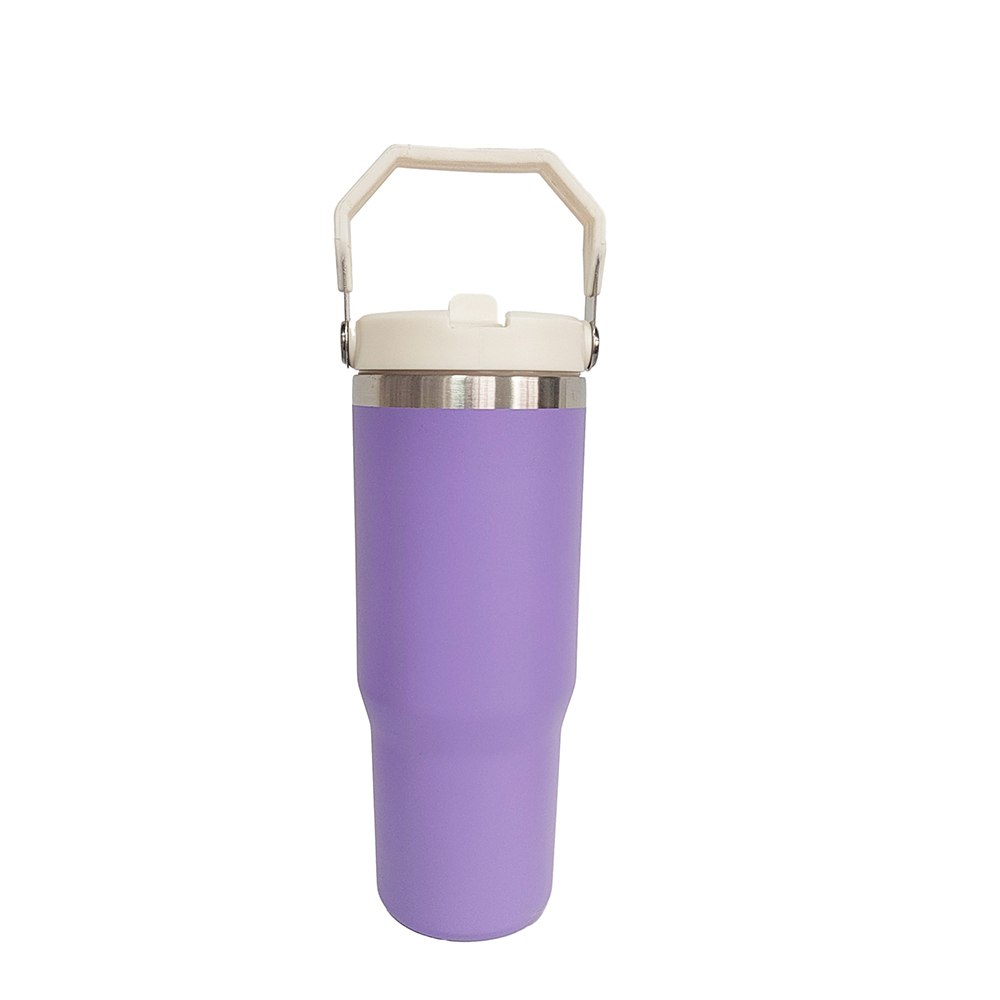 30 Oz. Vacuum Tumbler w/ Handle & Flip Straw Lid 2