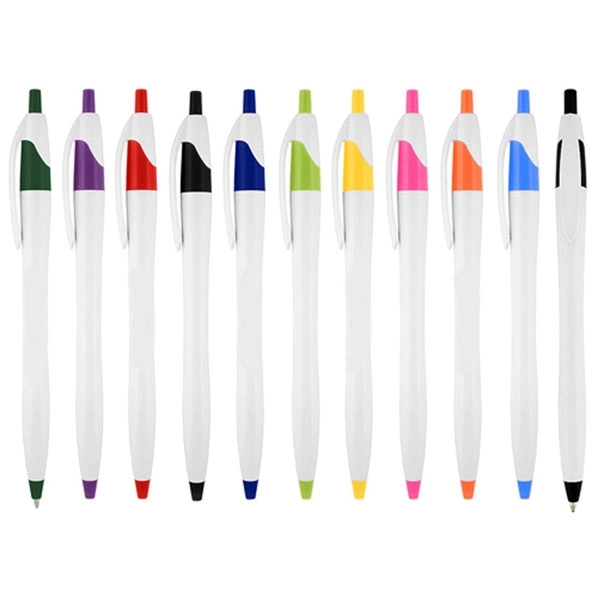 Dart White Barrel Clicker Pen 5