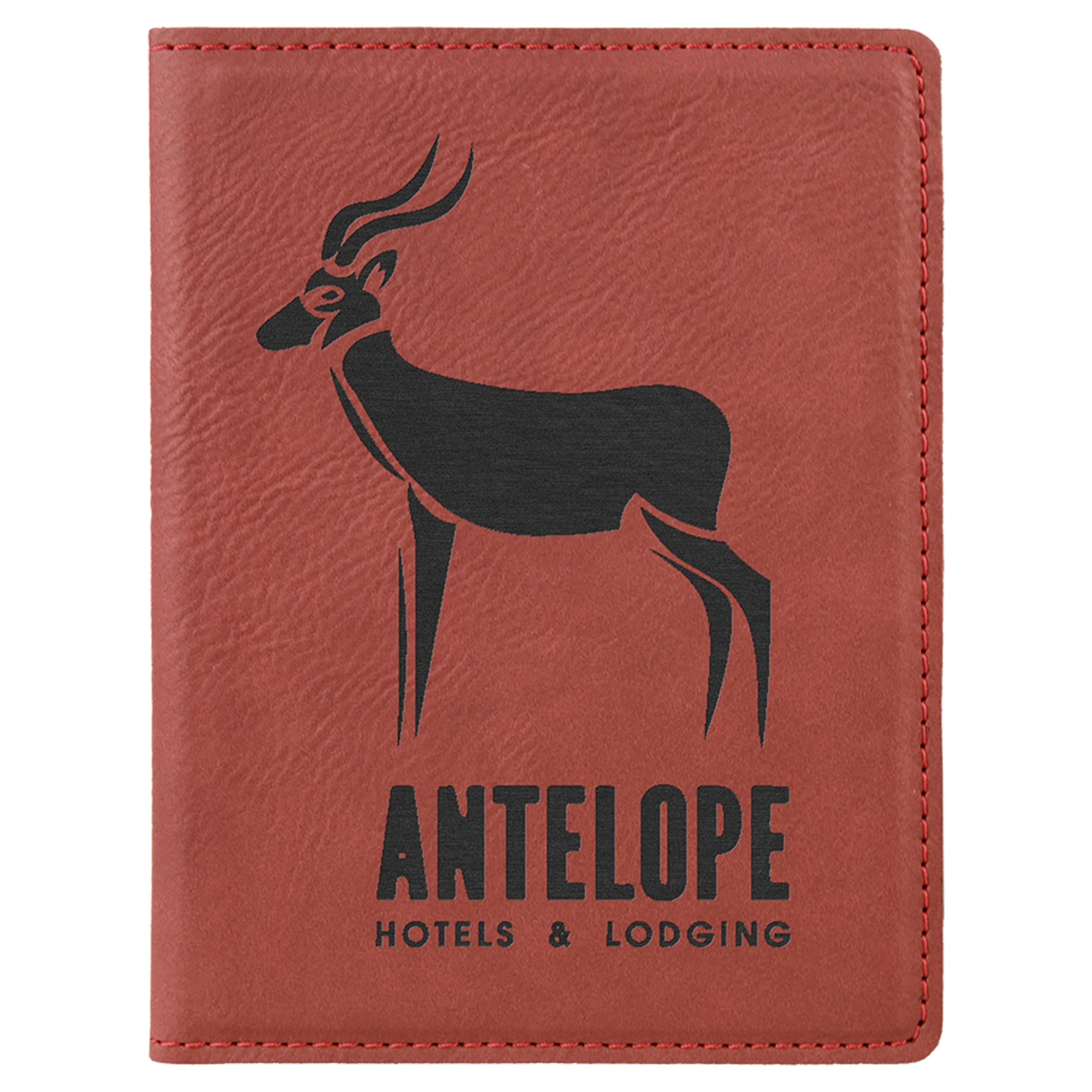 Rose Red Laserable Leatherette Passport Holder (4 1/4" x 5 1/2") 1