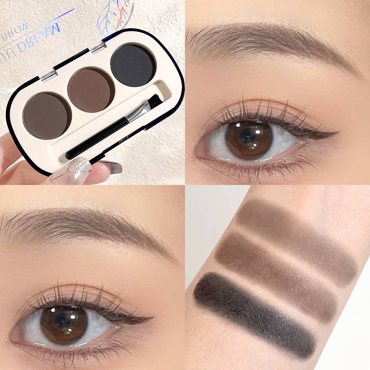 Tri Color Matte Delicate Portable Eyebrow Powder 7
