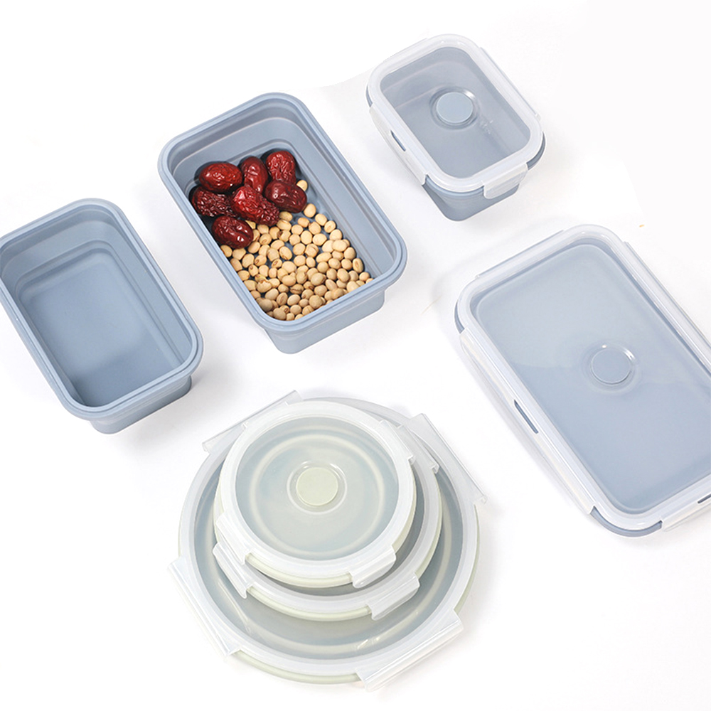 350ml Square silicone folding bowl lunch box travel picnic box 4