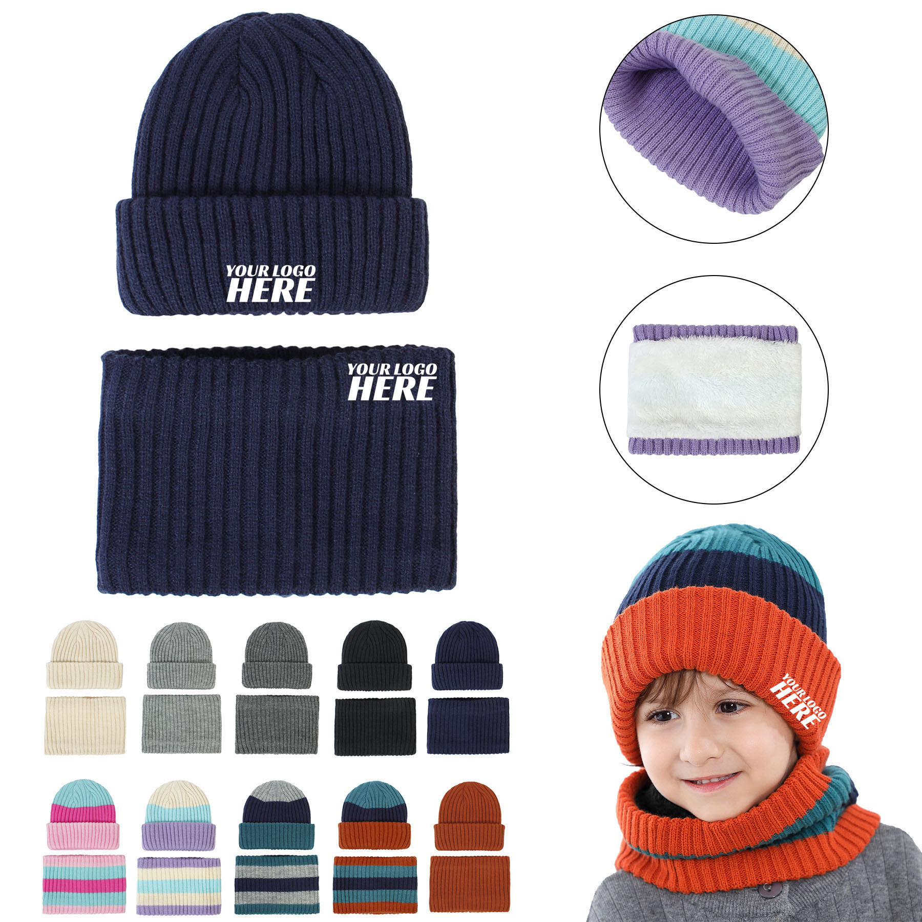 Kids Crochet Cap's Scarf Warm Set  2