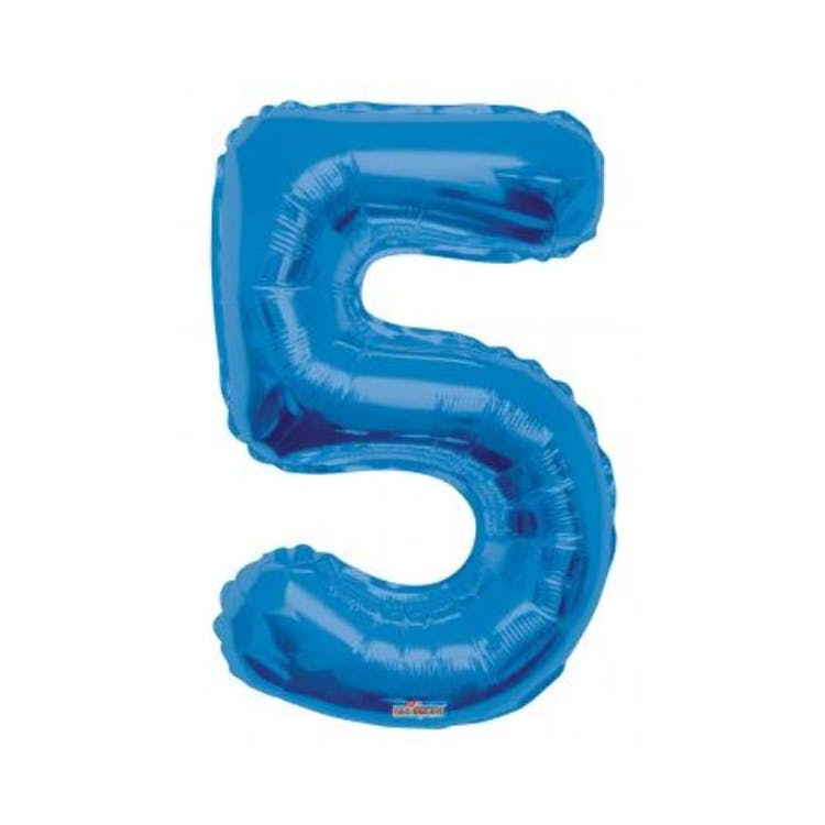 Mylar Number 5 Balloons - Blue 34" 2