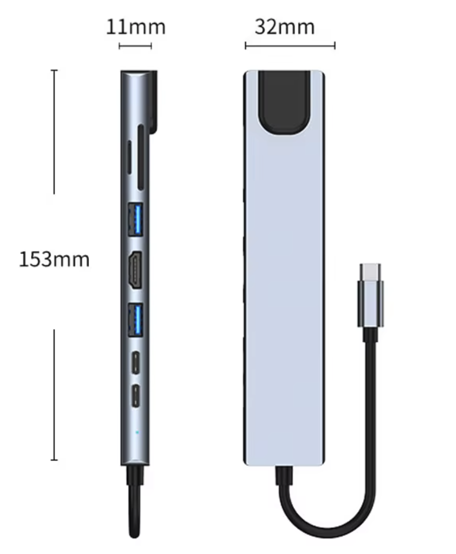 Multi-functional 8 in 1 USB Type-C Hub Adapter 3