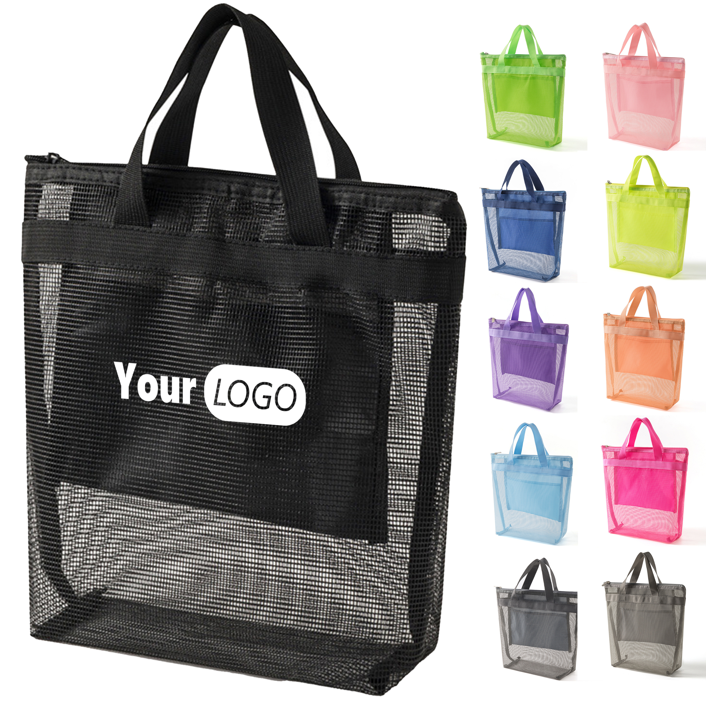 Oxford Portable Grid Beach Tote Bag, custom tote bag with logo imprint 13