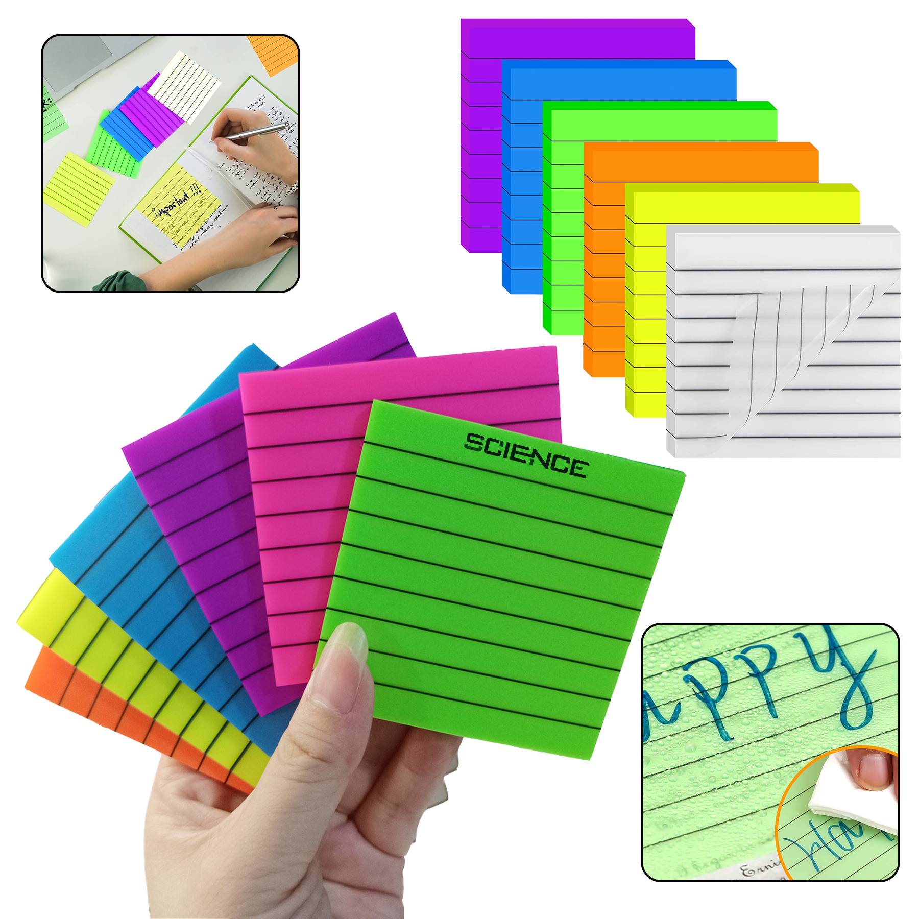 300 Sheets Lined Transparent Sticky Notes 1